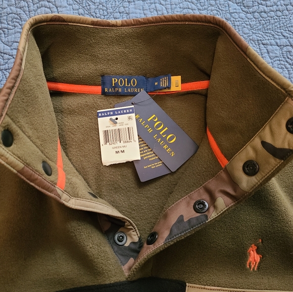 Green and Black Polo Ralph Lauren Fleece Pullover Jacket - Picture 5 of 9